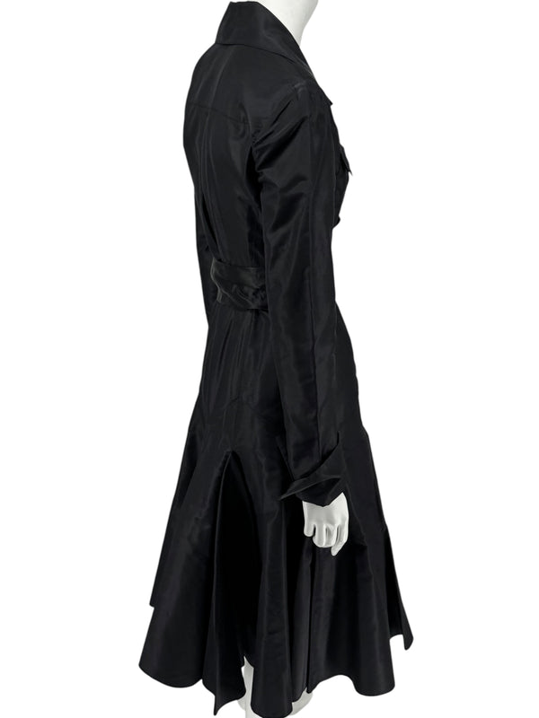 Diane von Furstenberg Black 100% Silk Wrap Midi Dress Belted Size 4 DVF
