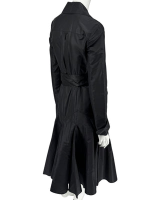Diane von Furstenberg Black 100% Silk Wrap Midi Dress Belted Size 4 DVF