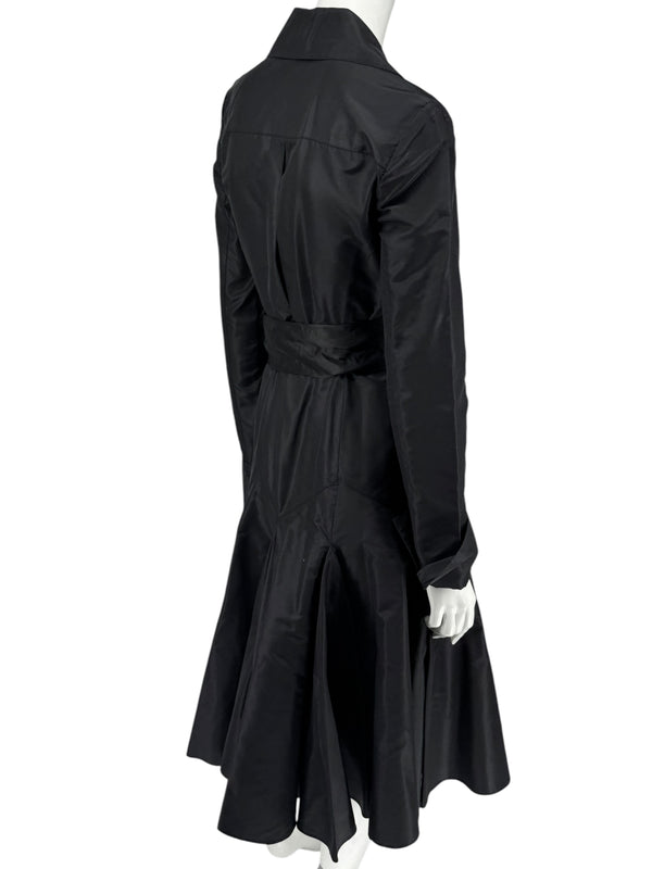 Diane von Furstenberg Black 100% Silk Wrap Midi Dress Belted Size 4 DVF