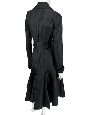 Diane von Furstenberg Black 100% Silk Wrap Midi Dress Belted Size 4 DVF