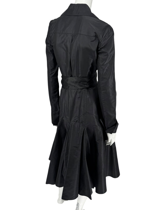 Diane von Furstenberg Black 100% Silk Wrap Midi Dress Belted Size 4 DVF