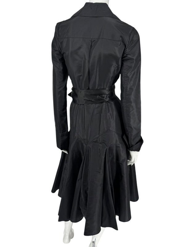 Diane von Furstenberg Black 100% Silk Wrap Midi Dress Belted Size 4 DVF