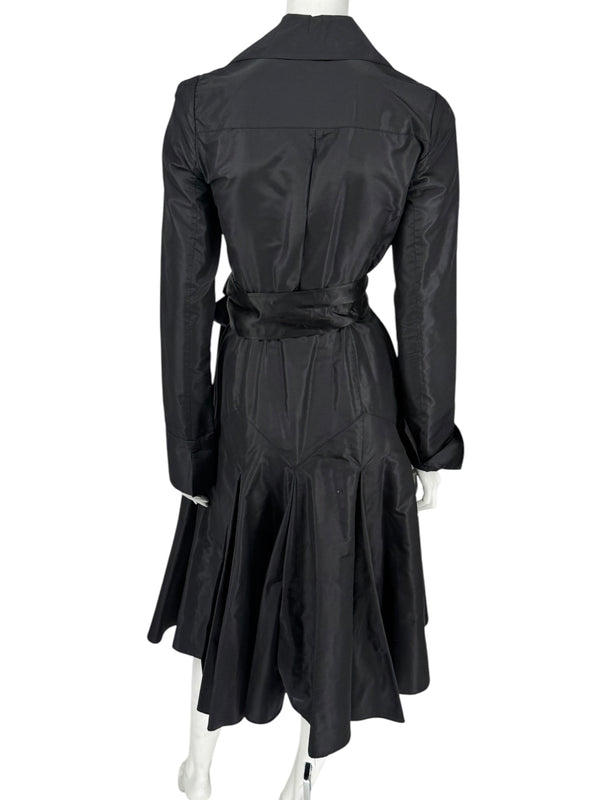 Diane von Furstenberg Black 100% Silk Wrap Midi Dress Belted Size 4 DVF