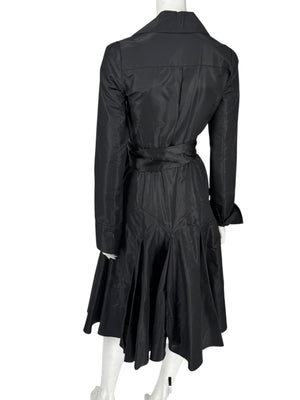 Diane von Furstenberg Black 100% Silk Wrap Midi Dress Belted Size 4 DVF