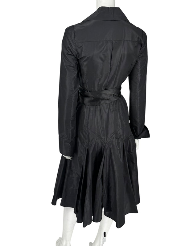 Diane von Furstenberg Black 100% Silk Wrap Midi Dress Belted Size 4 DVF