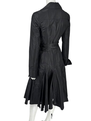 Diane von Furstenberg Black 100% Silk Wrap Midi Dress Belted Size 4 DVF