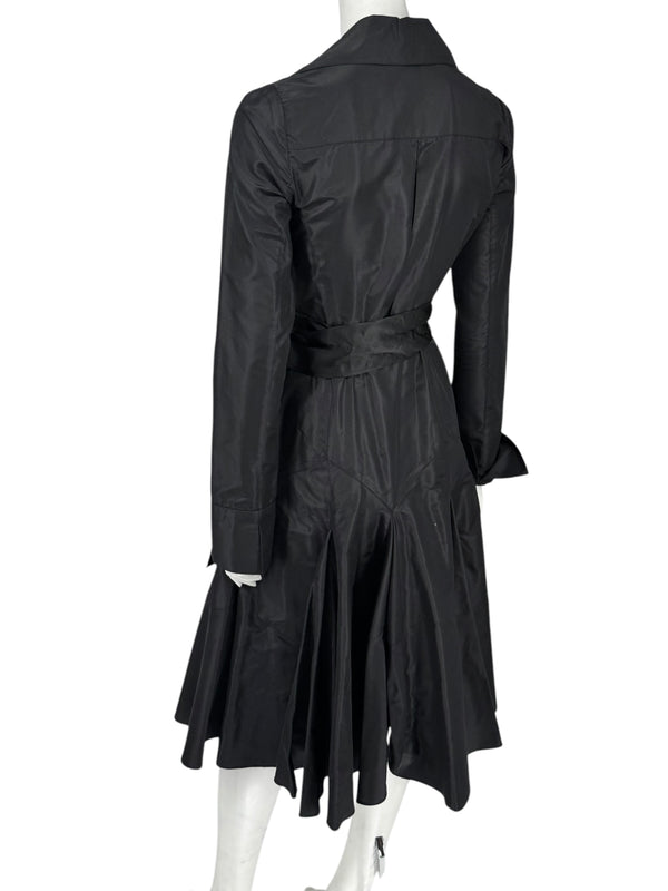Diane von Furstenberg Black 100% Silk Wrap Midi Dress Belted Size 4 DVF