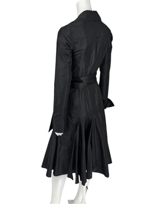 Diane von Furstenberg Black 100% Silk Wrap Midi Dress Belted Size 4 DVF