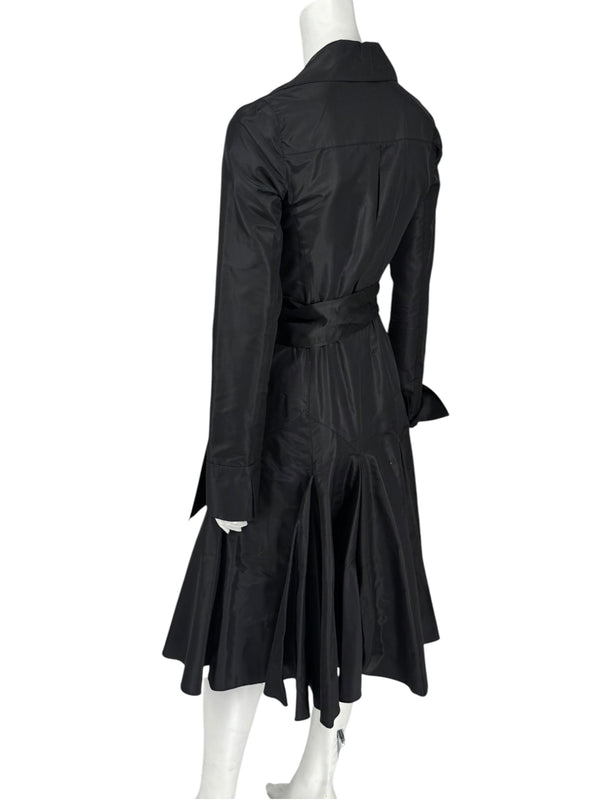 Diane von Furstenberg Black 100% Silk Wrap Midi Dress Belted Size 4 DVF