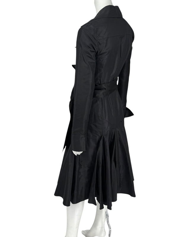 Diane von Furstenberg Black 100% Silk Wrap Midi Dress Belted Size 4 DVF