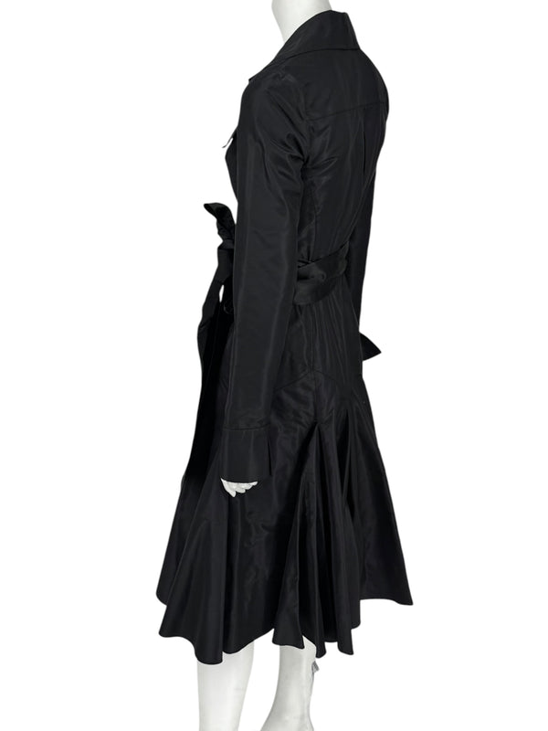 Diane von Furstenberg Black 100% Silk Wrap Midi Dress Belted Size 4 DVF