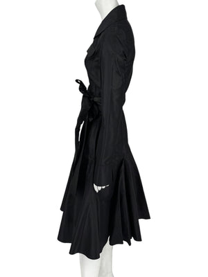 Diane von Furstenberg Black 100% Silk Wrap Midi Dress Belted Size 4 DVF