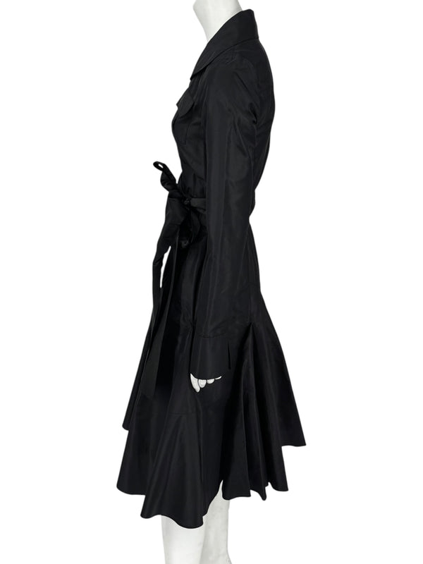 Diane von Furstenberg Black 100% Silk Wrap Midi Dress Belted Size 4 DVF