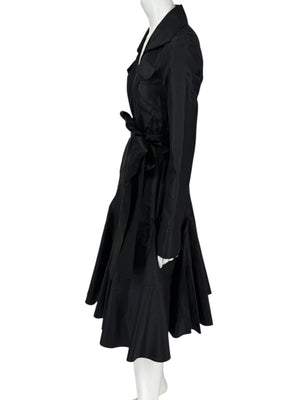 Diane von Furstenberg Black 100% Silk Wrap Midi Dress Belted Size 4 DVF