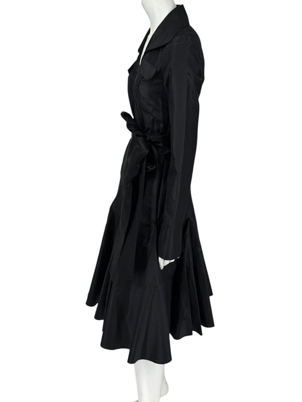 Diane von Furstenberg Black 100% Silk Wrap Midi Dress Belted Size 4 DVF