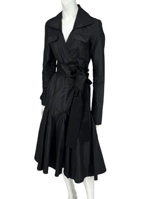Diane von Furstenberg Black 100% Silk Wrap Midi Dress Belted Size 4 DVF