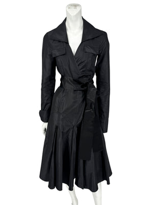 Diane von Furstenberg Black 100% Silk Wrap Midi Dress Belted Size 4 DVF