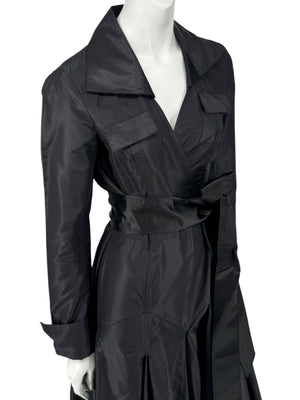 Diane von Furstenberg Black 100% Silk Wrap Midi Dress Belted Size 4 DVF