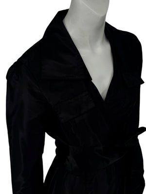 Diane von Furstenberg Black 100% Silk Wrap Midi Dress Belted Size 4 DVF
