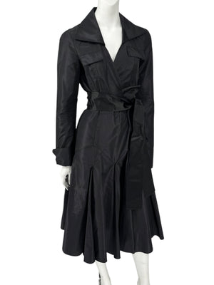 Diane von Furstenberg Black 100% Silk Wrap Midi Dress Belted Size 4 DVF