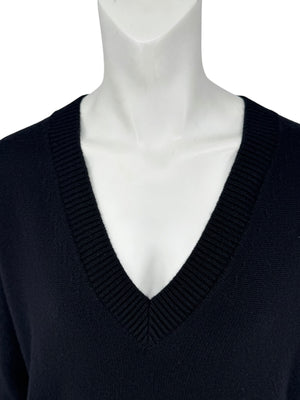 Givenchy Black 100% Cashmere Sweater Dress Draped Back V Neck Italy Sz S
