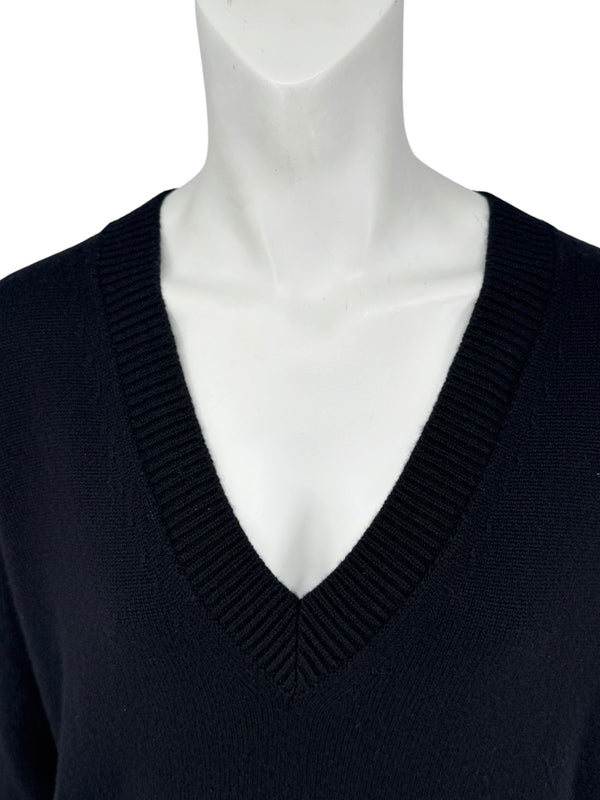 Givenchy Black 100% Cashmere Sweater Dress Draped Back V Neck Italy Sz S
