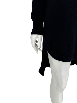 Givenchy Black 100% Cashmere Sweater Dress Draped Back V Neck Italy Sz S