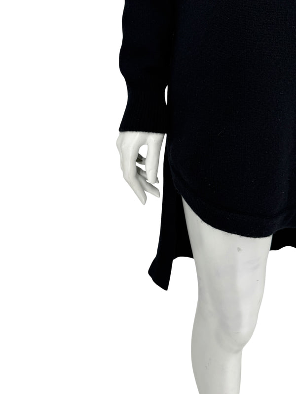 Givenchy Black 100% Cashmere Sweater Dress Draped Back V Neck Italy Sz S
