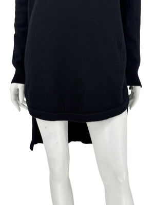 Givenchy Black 100% Cashmere Sweater Dress Draped Back V Neck Italy Sz S