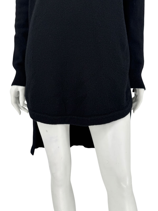 Givenchy Black 100% Cashmere Sweater Dress Draped Back V Neck Italy Sz S