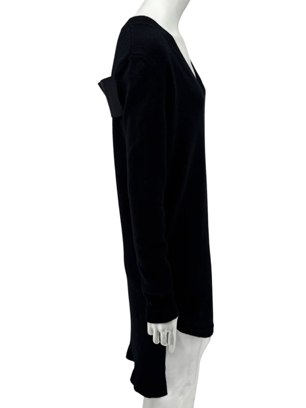 Givenchy Black 100% Cashmere Sweater Dress Draped Back V Neck Italy Sz S