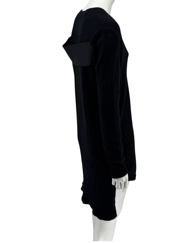 Givenchy Black 100% Cashmere Sweater Dress Draped Back V Neck Italy Sz S