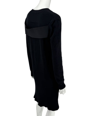 Givenchy Black 100% Cashmere Sweater Dress Draped Back V Neck Italy Sz S