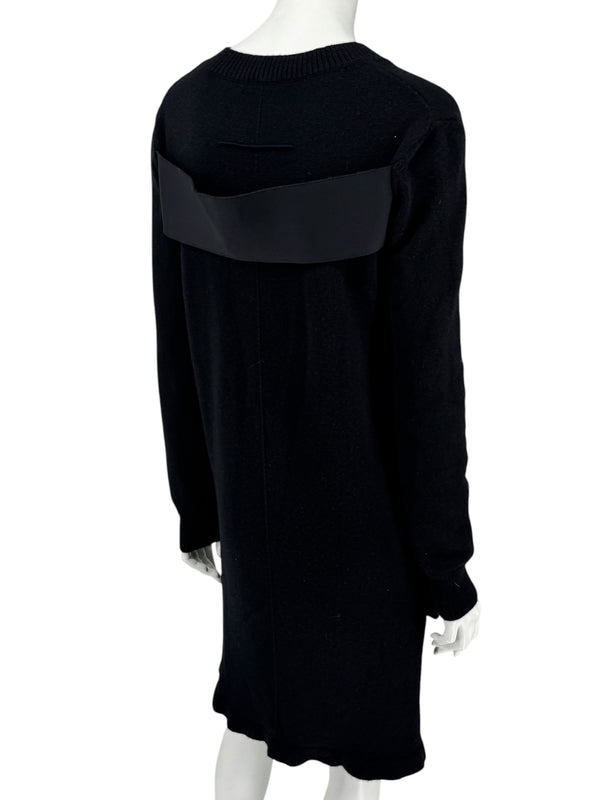 Givenchy Black 100% Cashmere Sweater Dress Draped Back V Neck Italy Sz S