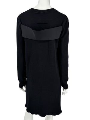 Givenchy Black 100% Cashmere Sweater Dress Draped Back V Neck Italy Sz S