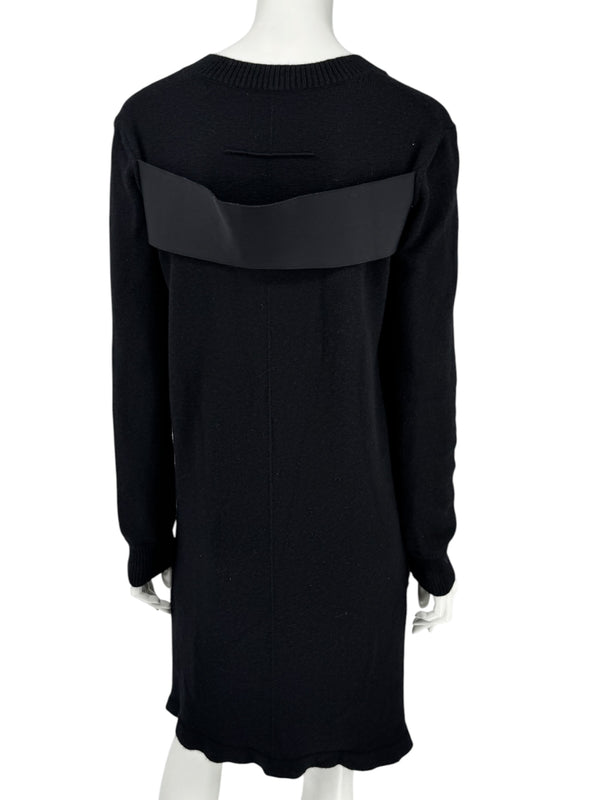 Givenchy Black 100% Cashmere Sweater Dress Draped Back V Neck Italy Sz S