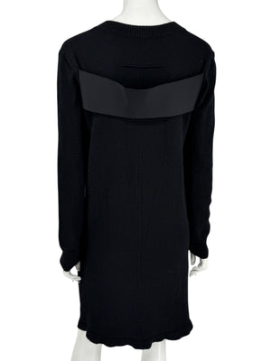Givenchy Black 100% Cashmere Sweater Dress Draped Back V Neck Italy Sz S