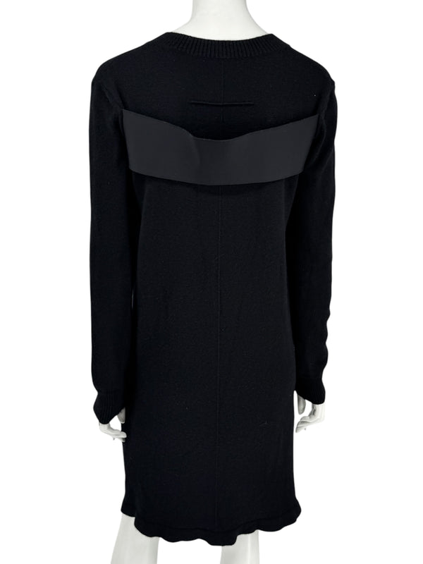 Givenchy Black 100% Cashmere Sweater Dress Draped Back V Neck Italy Sz S