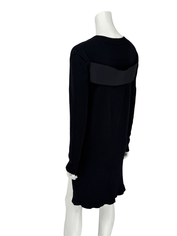 Givenchy Black 100% Cashmere Sweater Dress Draped Back V Neck Italy Sz S