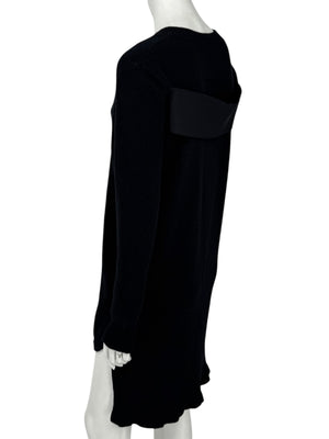 Givenchy Black 100% Cashmere Sweater Dress Draped Back V Neck Italy Sz S