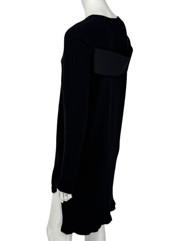Givenchy Black 100% Cashmere Sweater Dress Draped Back V Neck Italy Sz S
