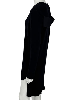 Givenchy Black 100% Cashmere Sweater Dress Draped Back V Neck Italy Sz S