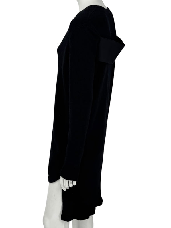 Givenchy Black 100% Cashmere Sweater Dress Draped Back V Neck Italy Sz S