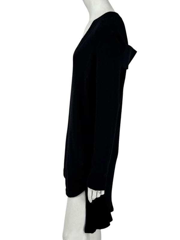 Givenchy Black 100% Cashmere Sweater Dress Draped Back V Neck Italy Sz S