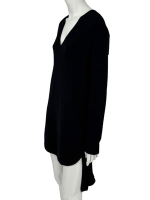 Givenchy Black 100% Cashmere Sweater Dress Draped Back V Neck Italy Sz S