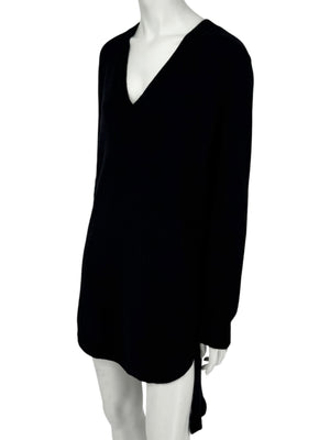 Givenchy Black 100% Cashmere Sweater Dress Draped Back V Neck Italy Sz S