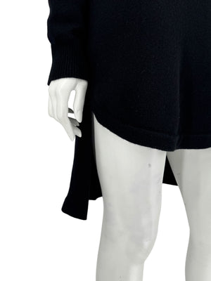 Givenchy Black 100% Cashmere Sweater Dress Draped Back V Neck Italy Sz S