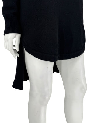 Givenchy Black 100% Cashmere Sweater Dress Draped Back V Neck Italy Sz S