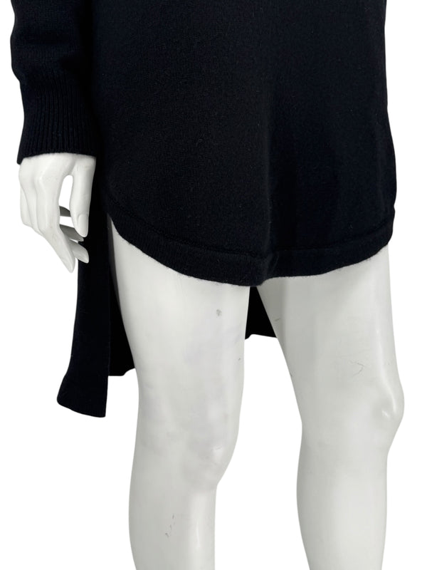 Givenchy Black 100% Cashmere Sweater Dress Draped Back V Neck Italy Sz S