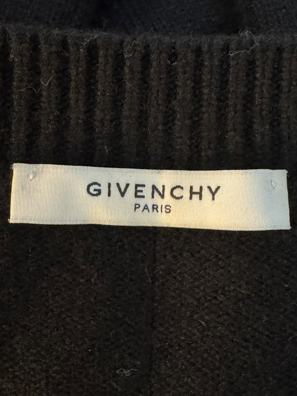 Givenchy Black 100% Cashmere Sweater Dress Draped Back V Neck Italy Sz S